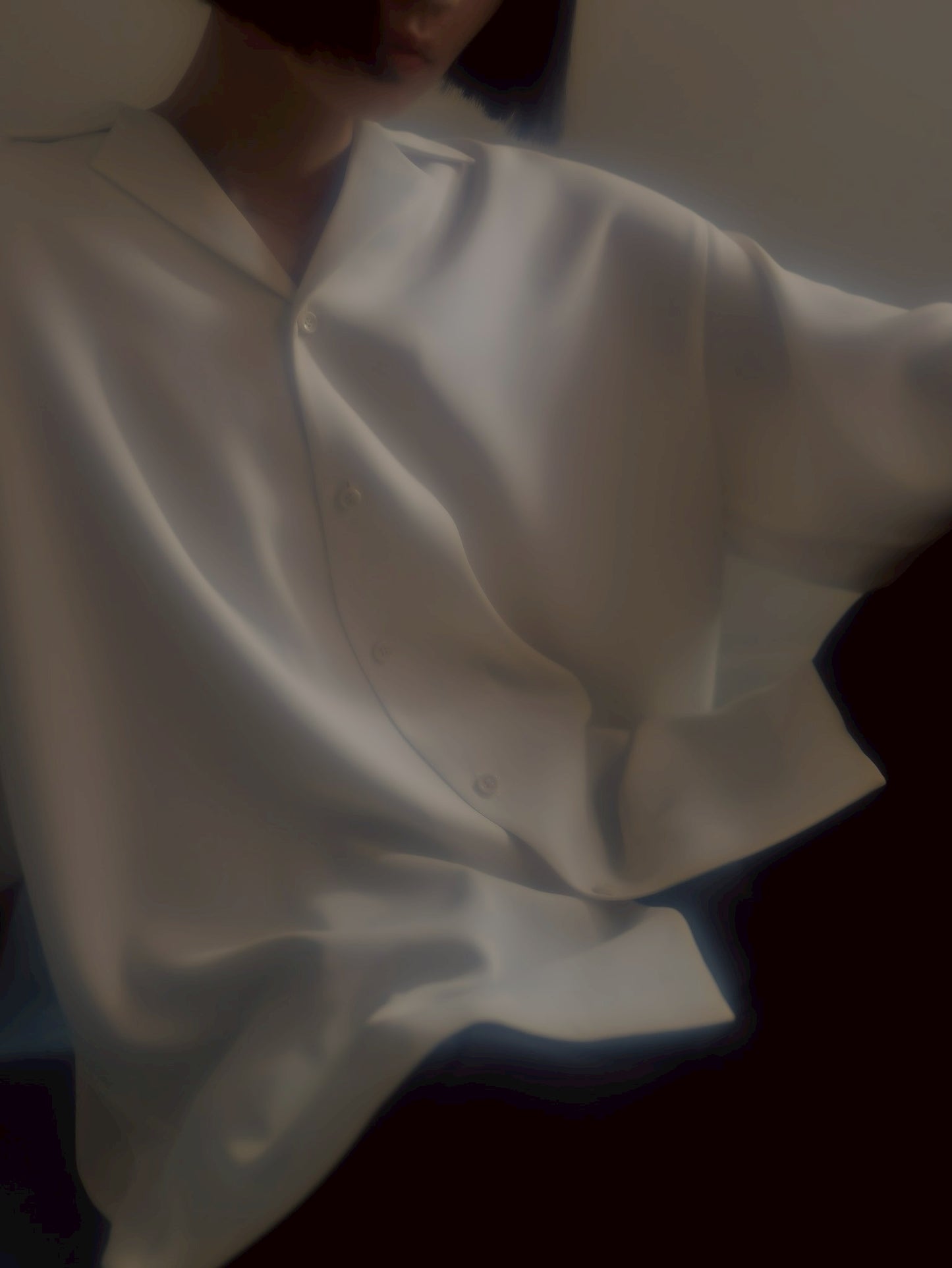 pre order / open collar shirts(white)