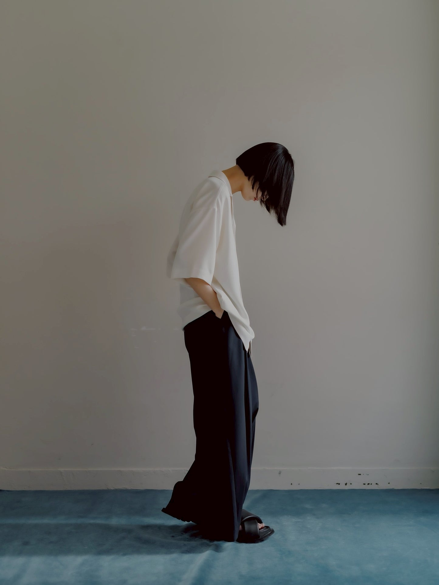 pre order / open collar shirts(white)