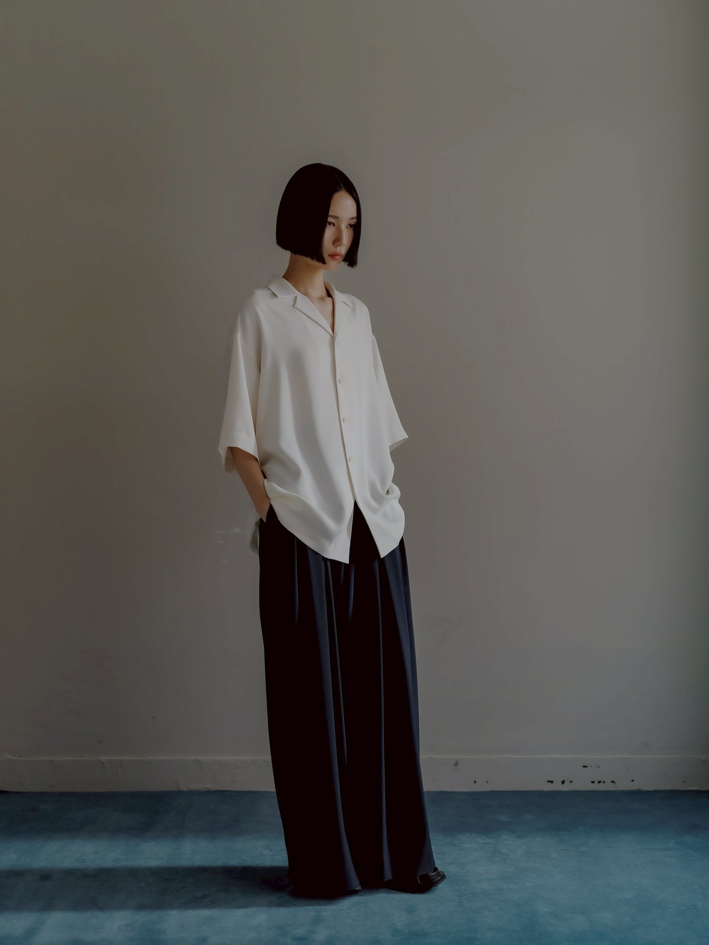 pre order / open collar shirts(white)