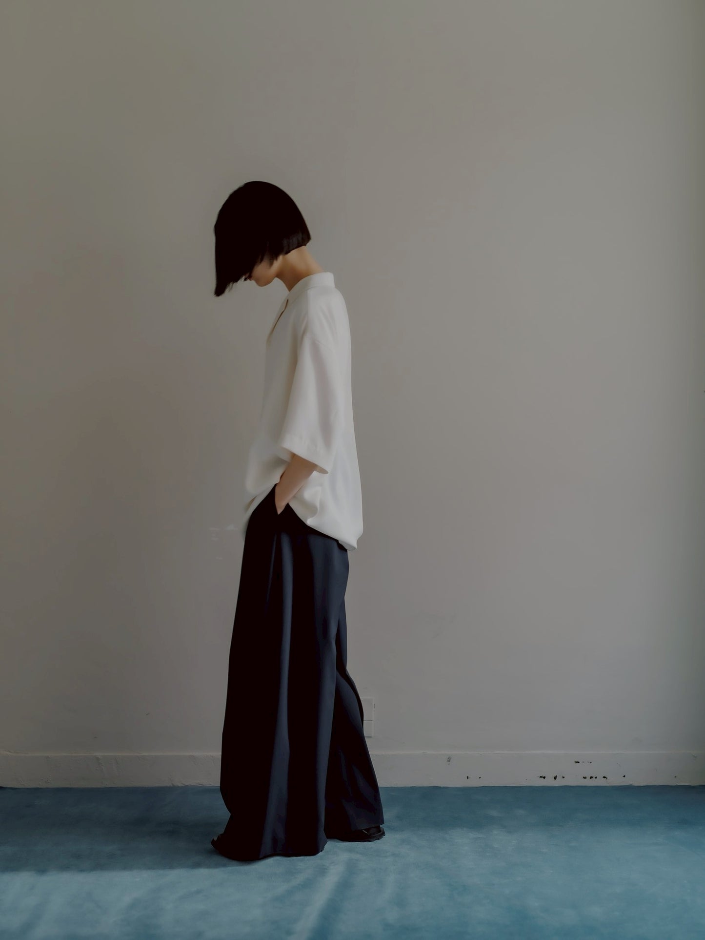 pre order / open collar shirts(white)