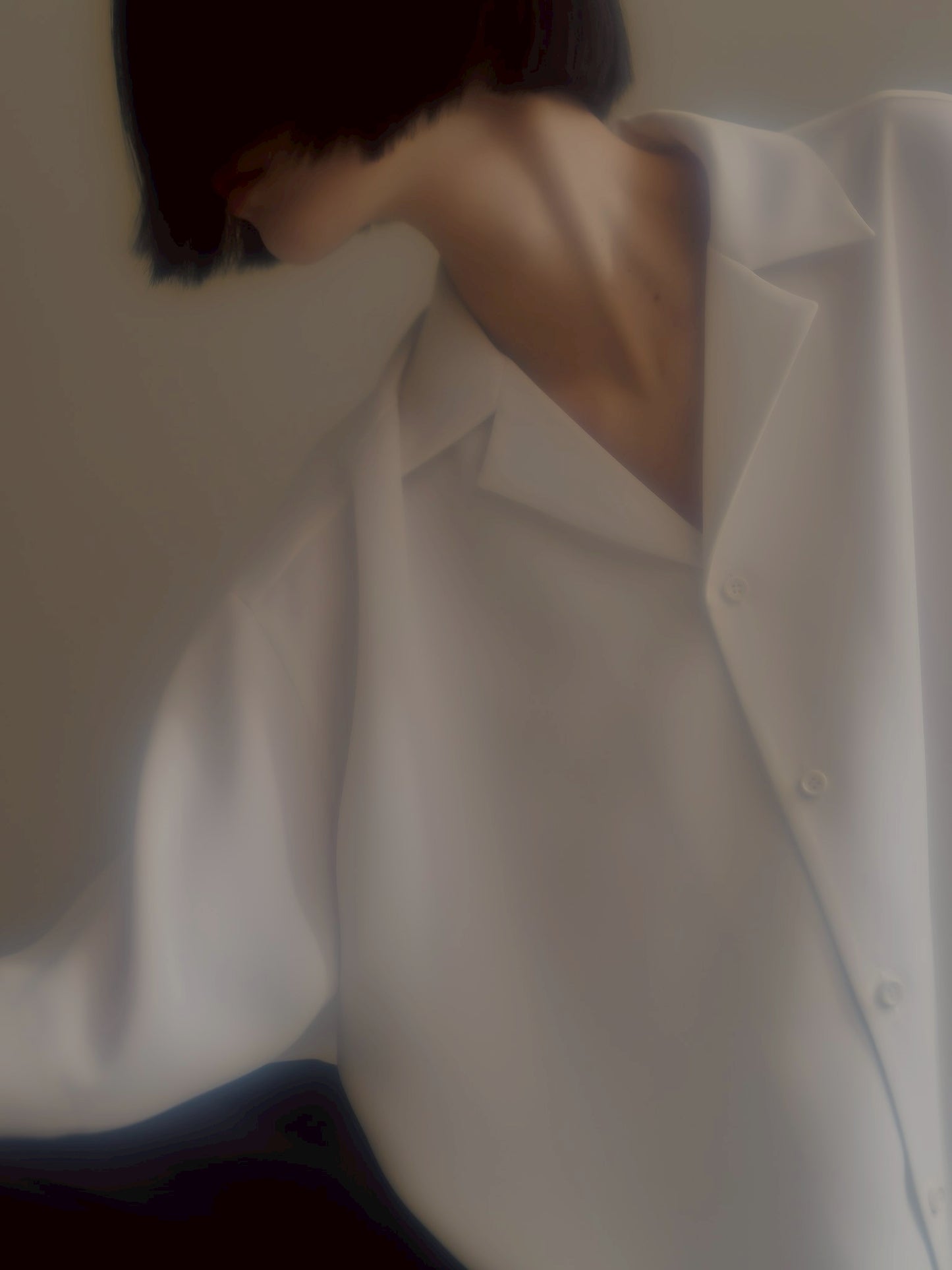 pre order / open collar shirts(white)