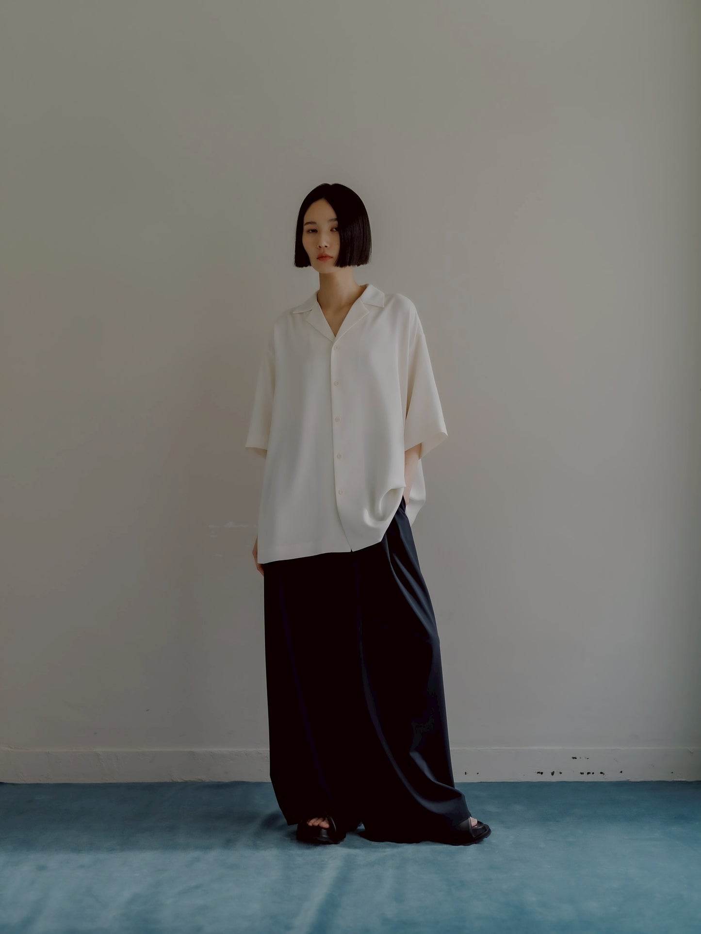 pre order / open collar shirts(white)