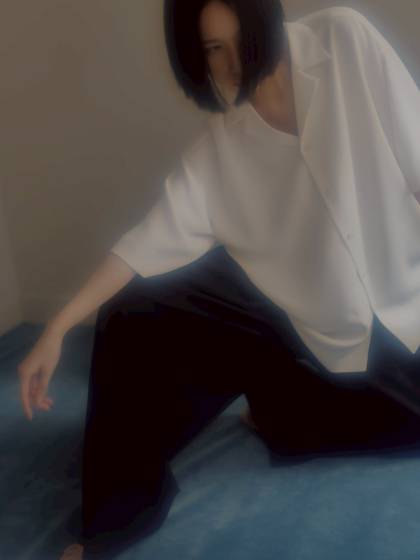 pre order / open collar shirts(white)