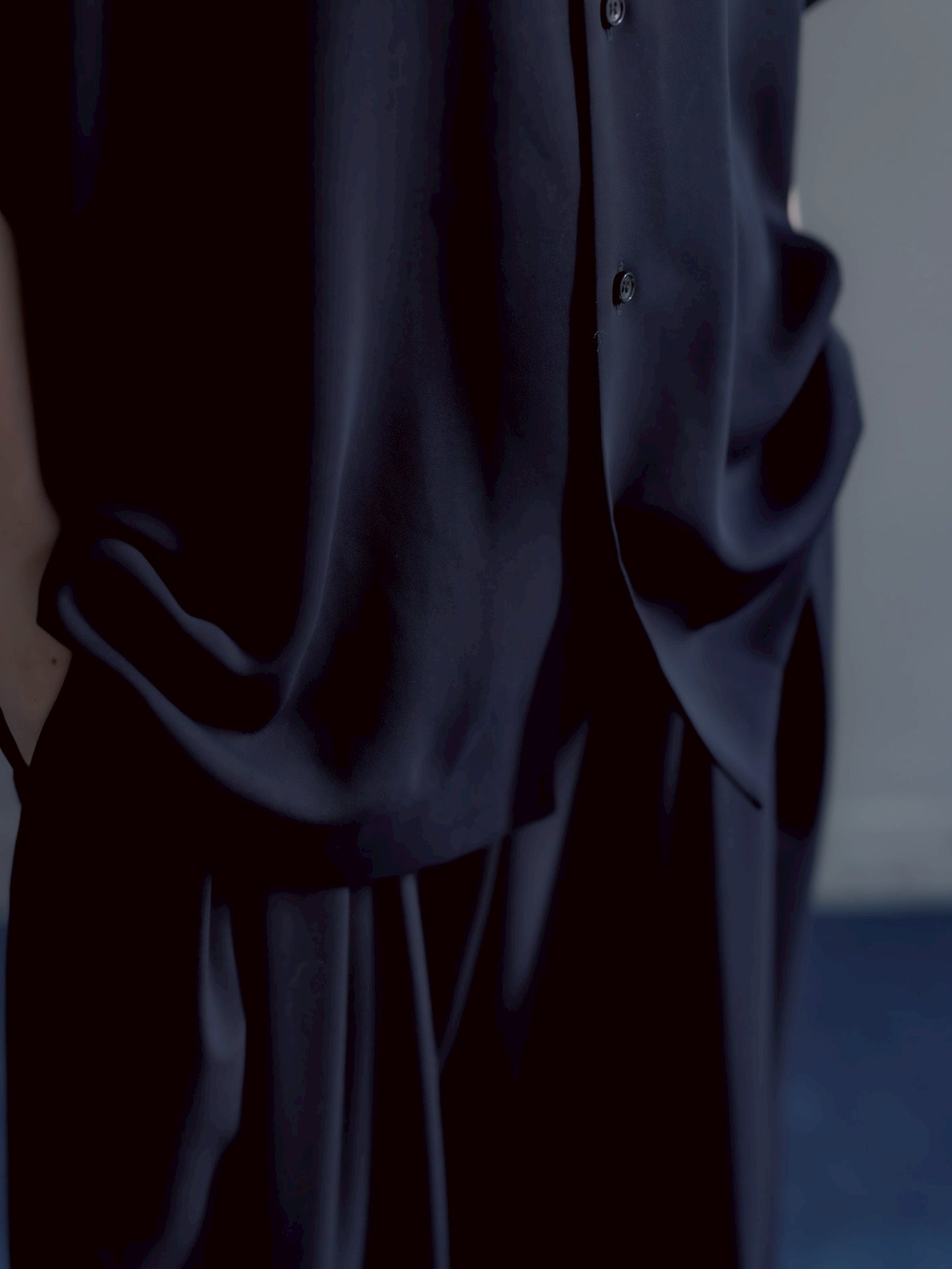 pre order / open collar shirts(navy)