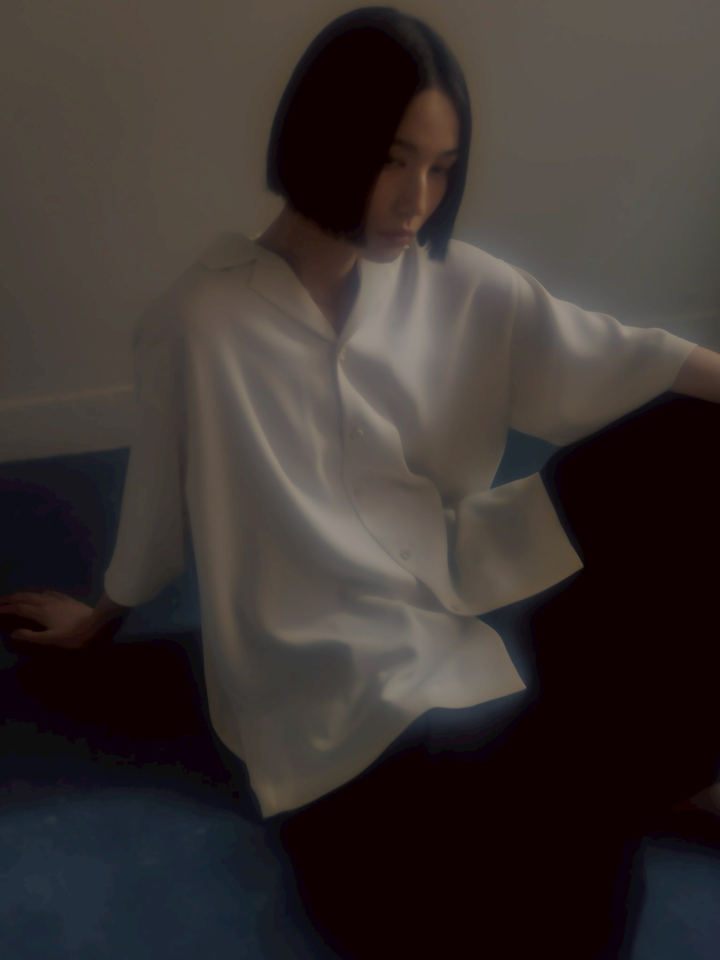 pre order / open collar shirts(white)