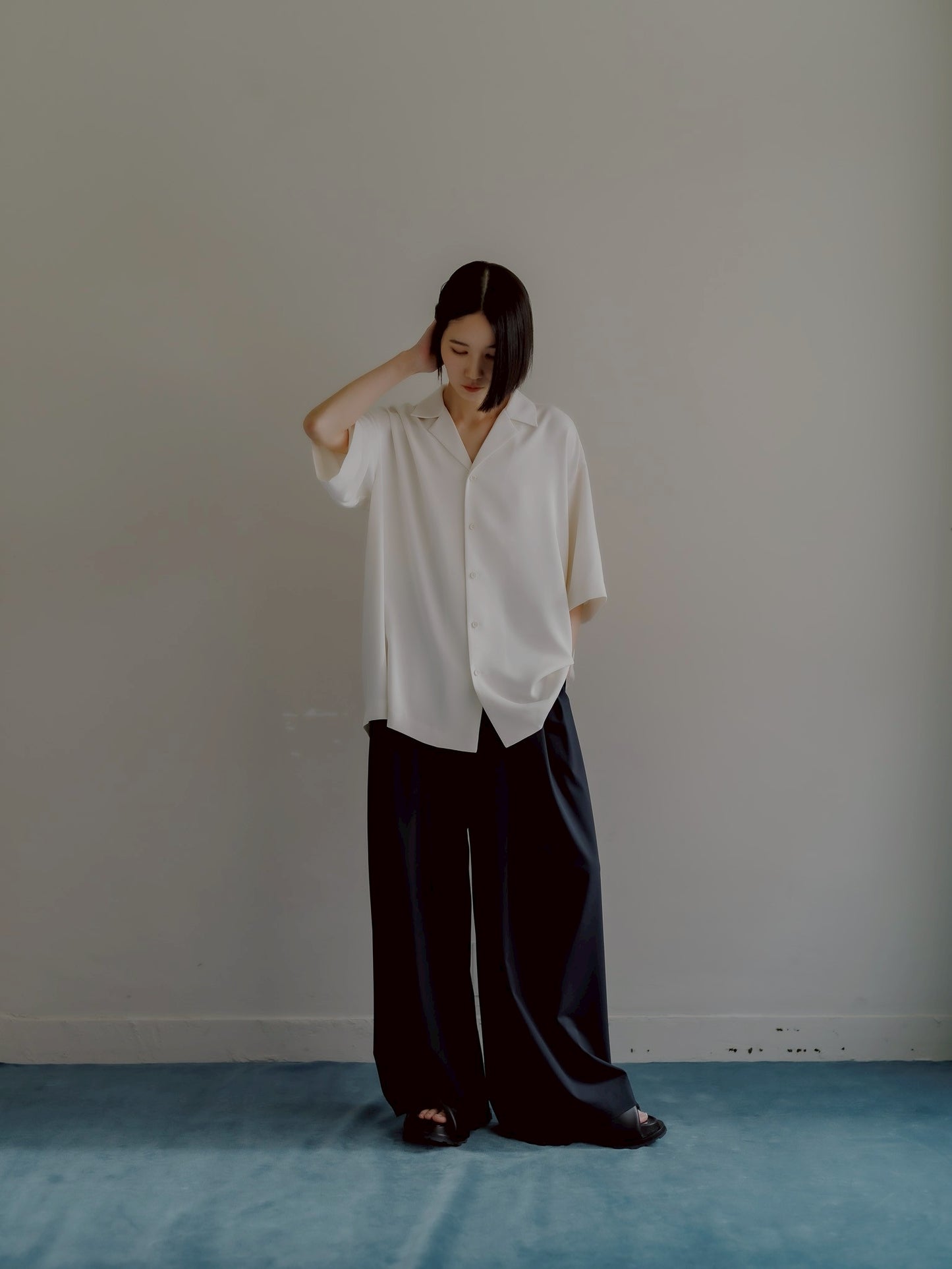 pre order / open collar shirts(white)