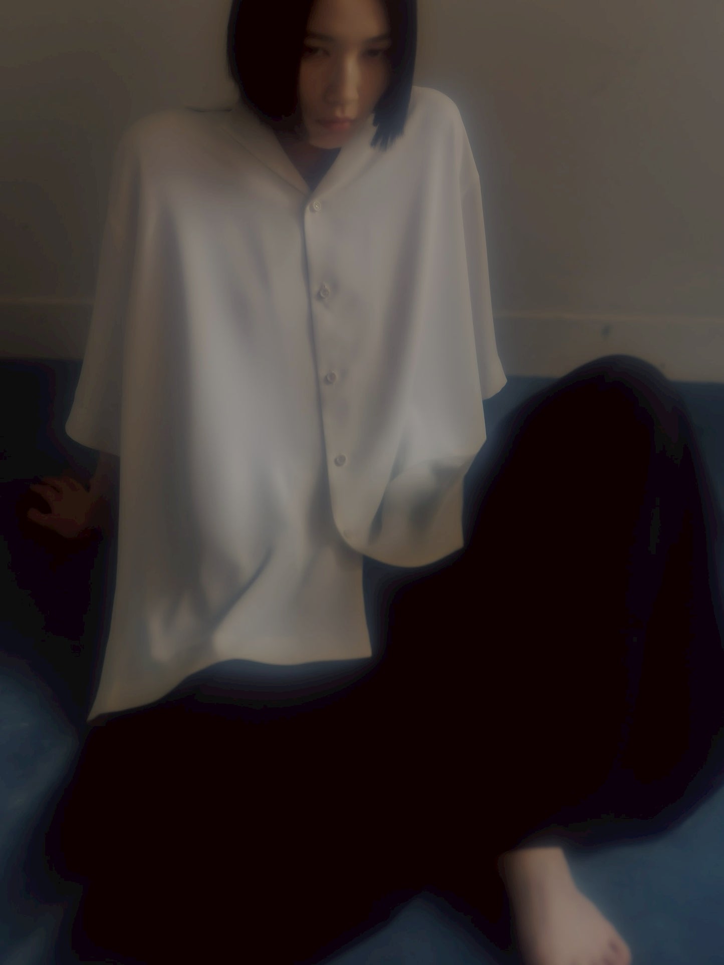pre order / open collar shirts(white)