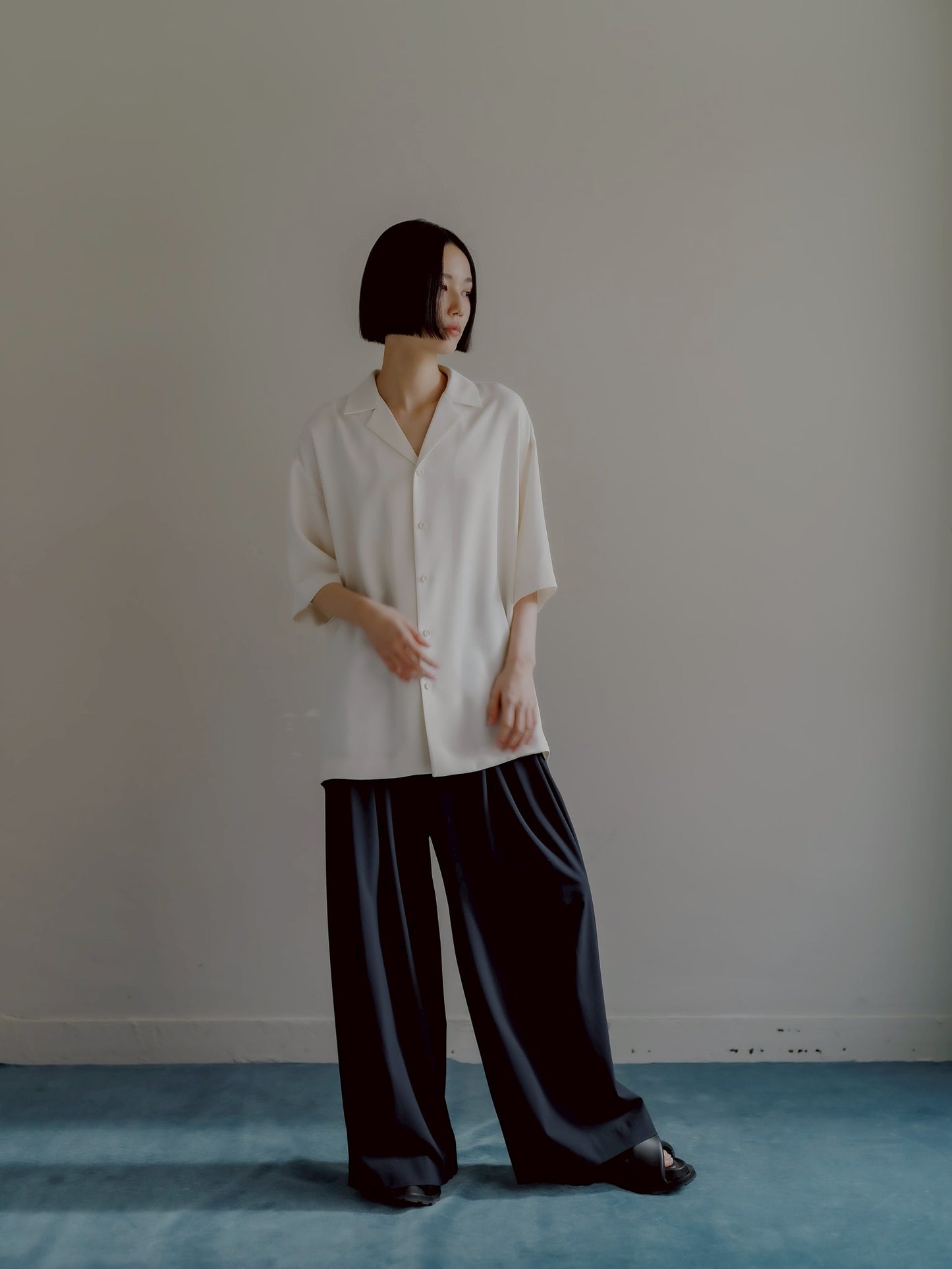 pre order / open collar shirts(white)