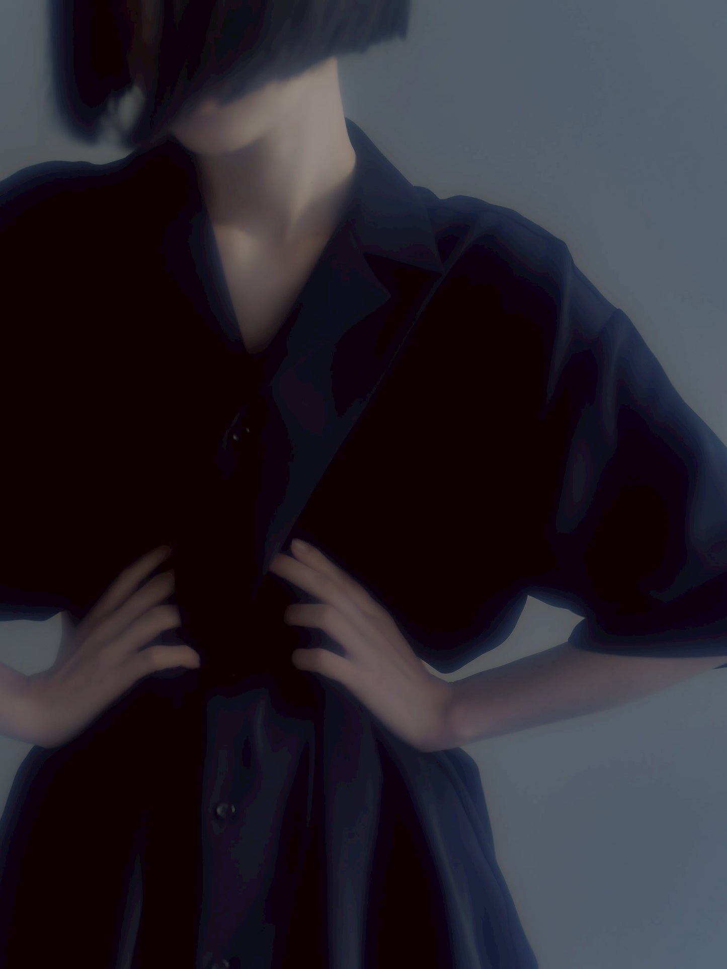 pre order / open collar shirts(navy)