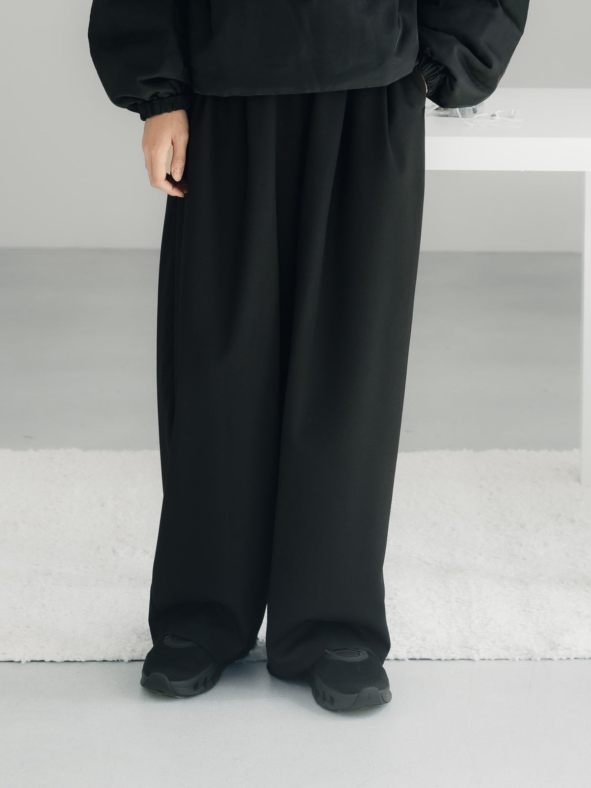 easy drawstring pants(black)