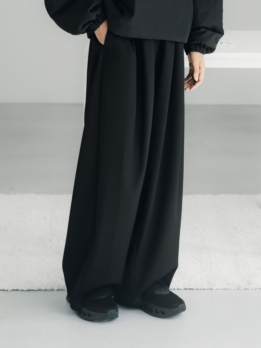 easy drawstring pants(black)