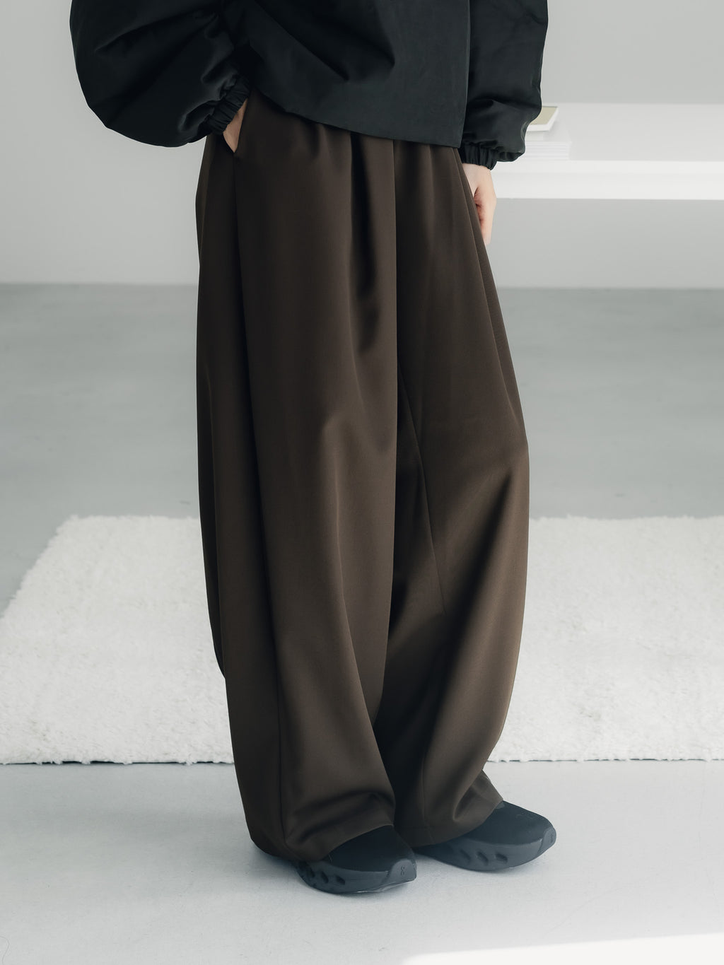easy drawstring pants(d.brown)