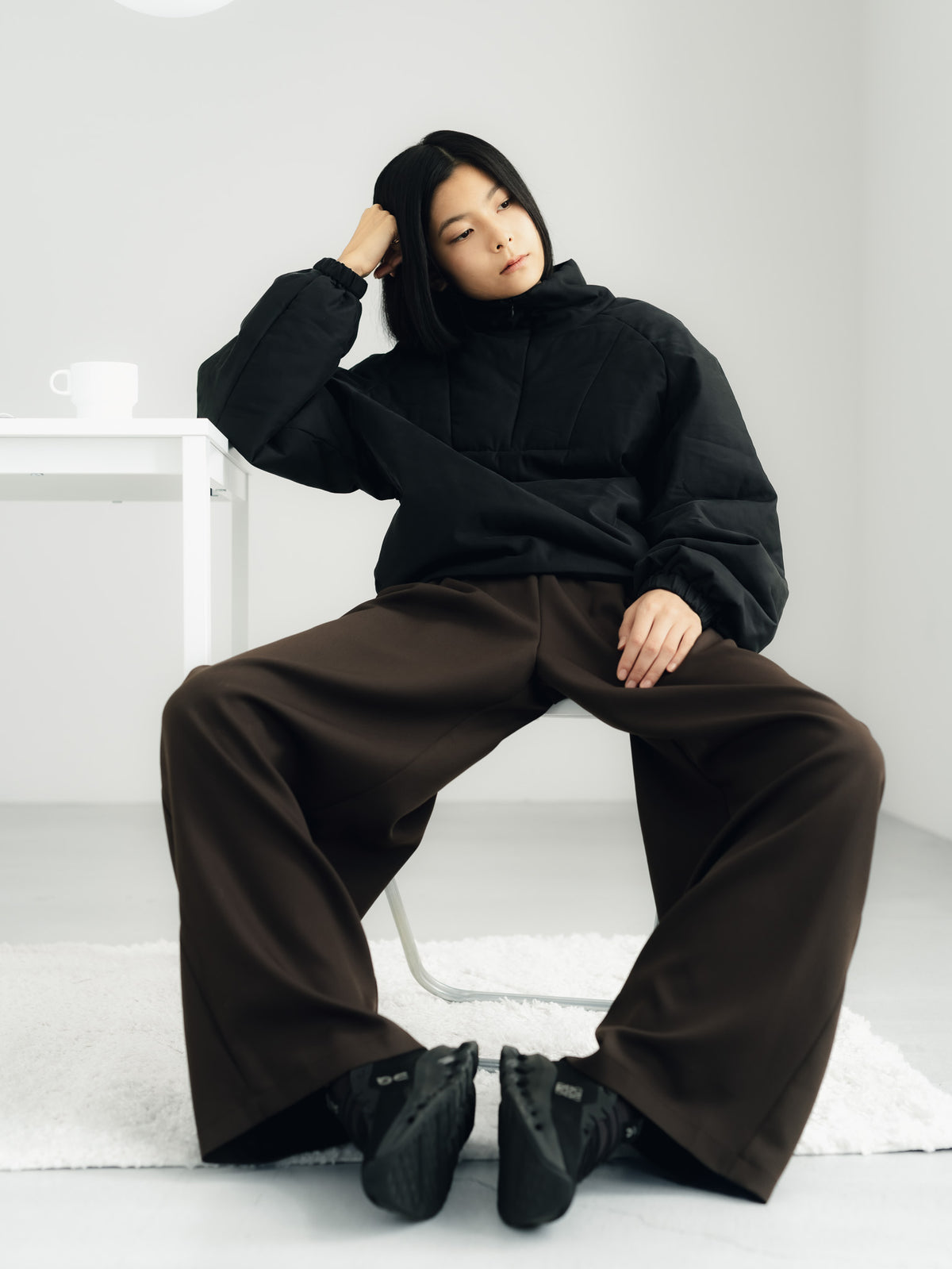 easy drawstring pants(d.brown)