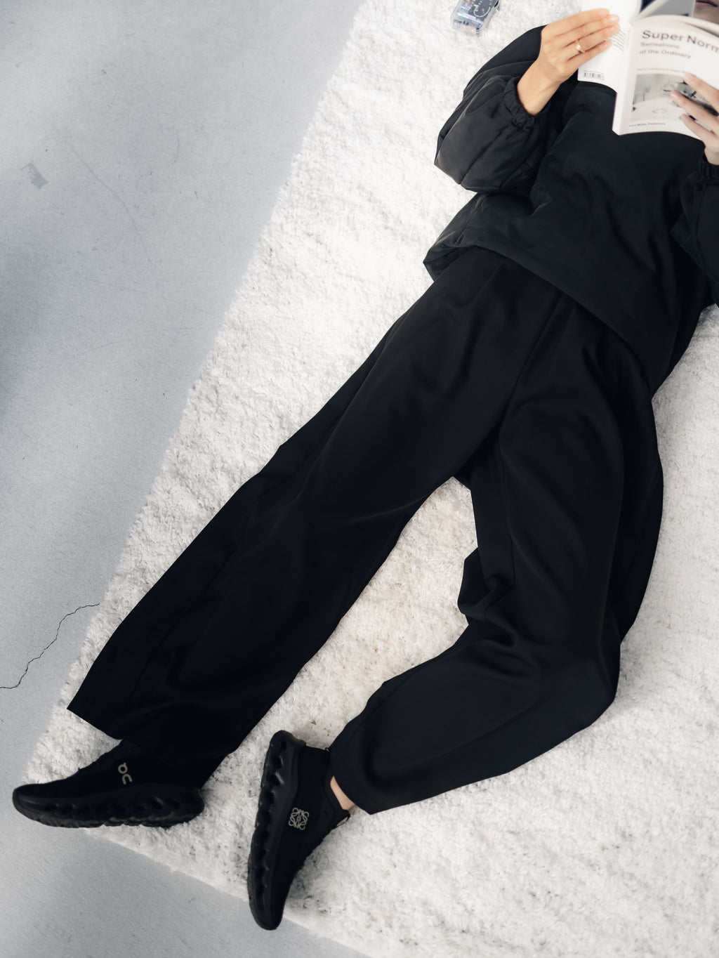 easy drawstring pants(black)