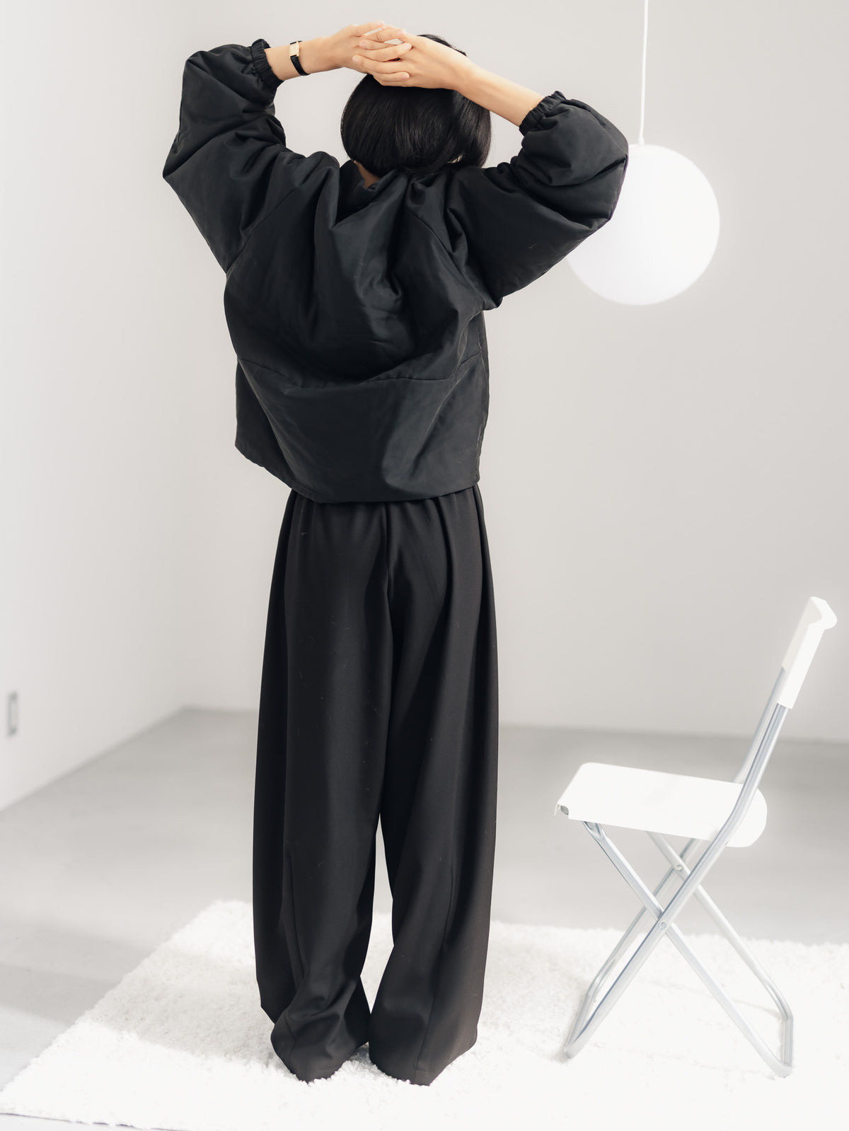 easy drawstring pants(black)