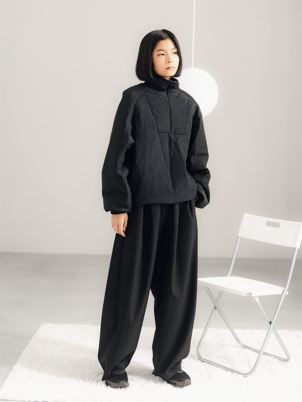 easy drawstring pants(black)