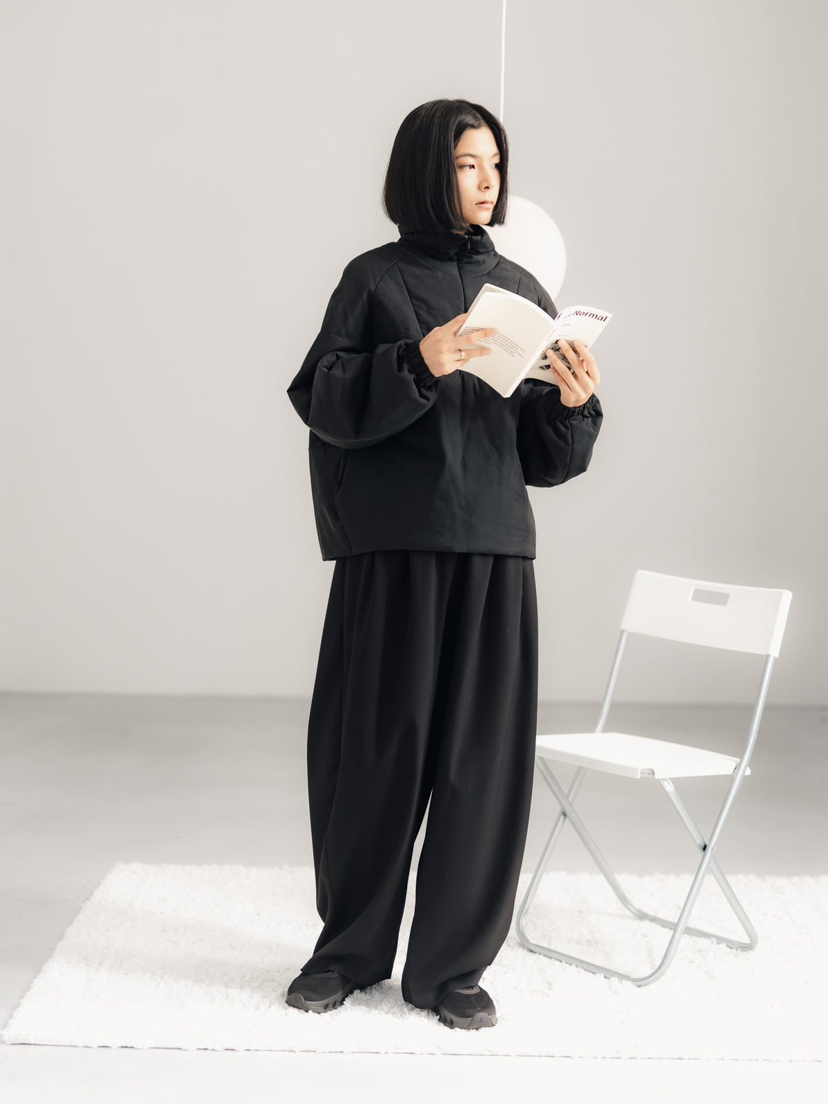 easy drawstring pants(black)