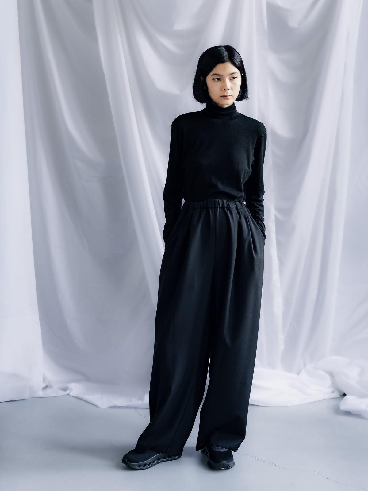 easy drawstring pants(black)