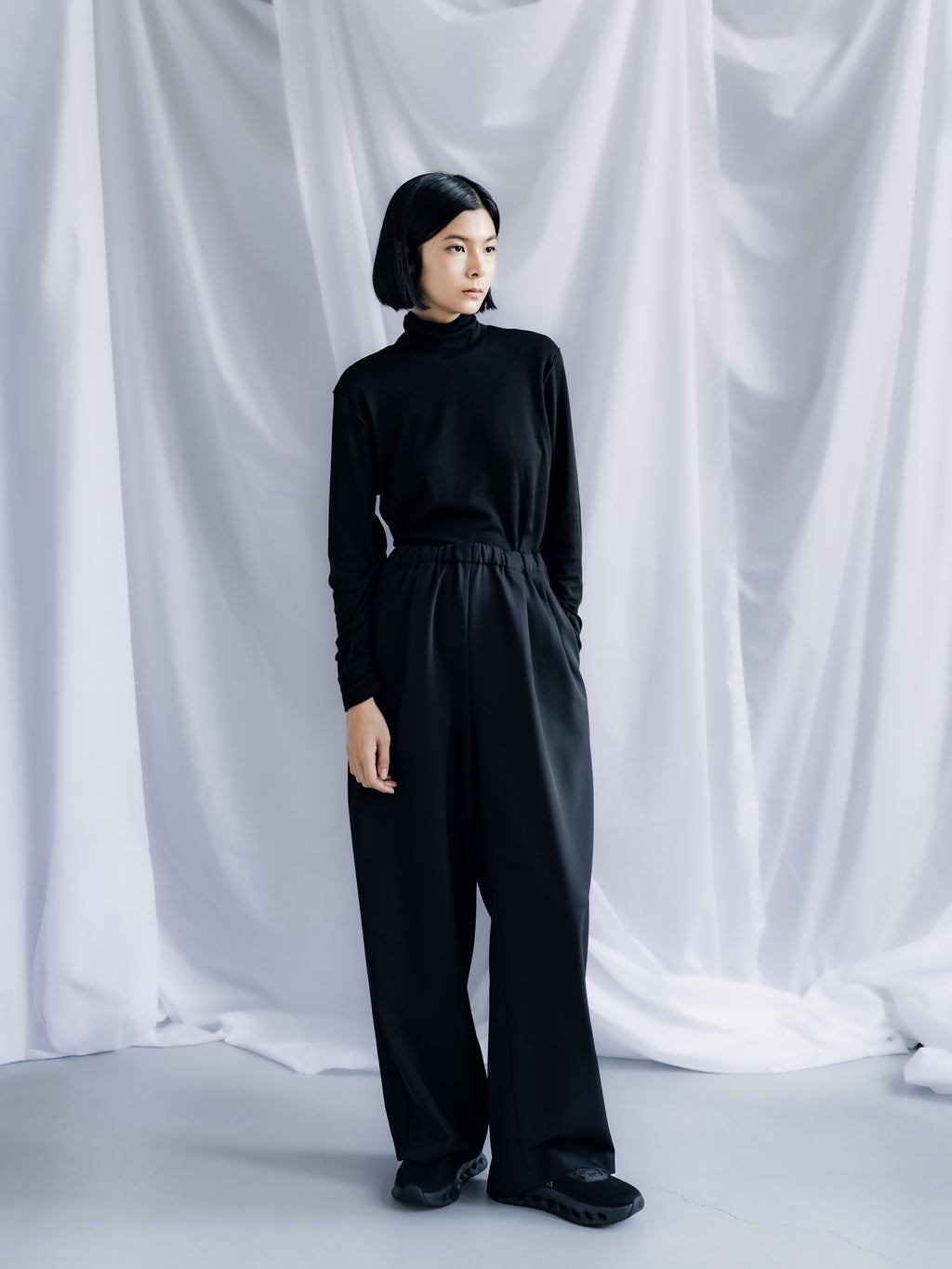 easy drawstring pants(black)