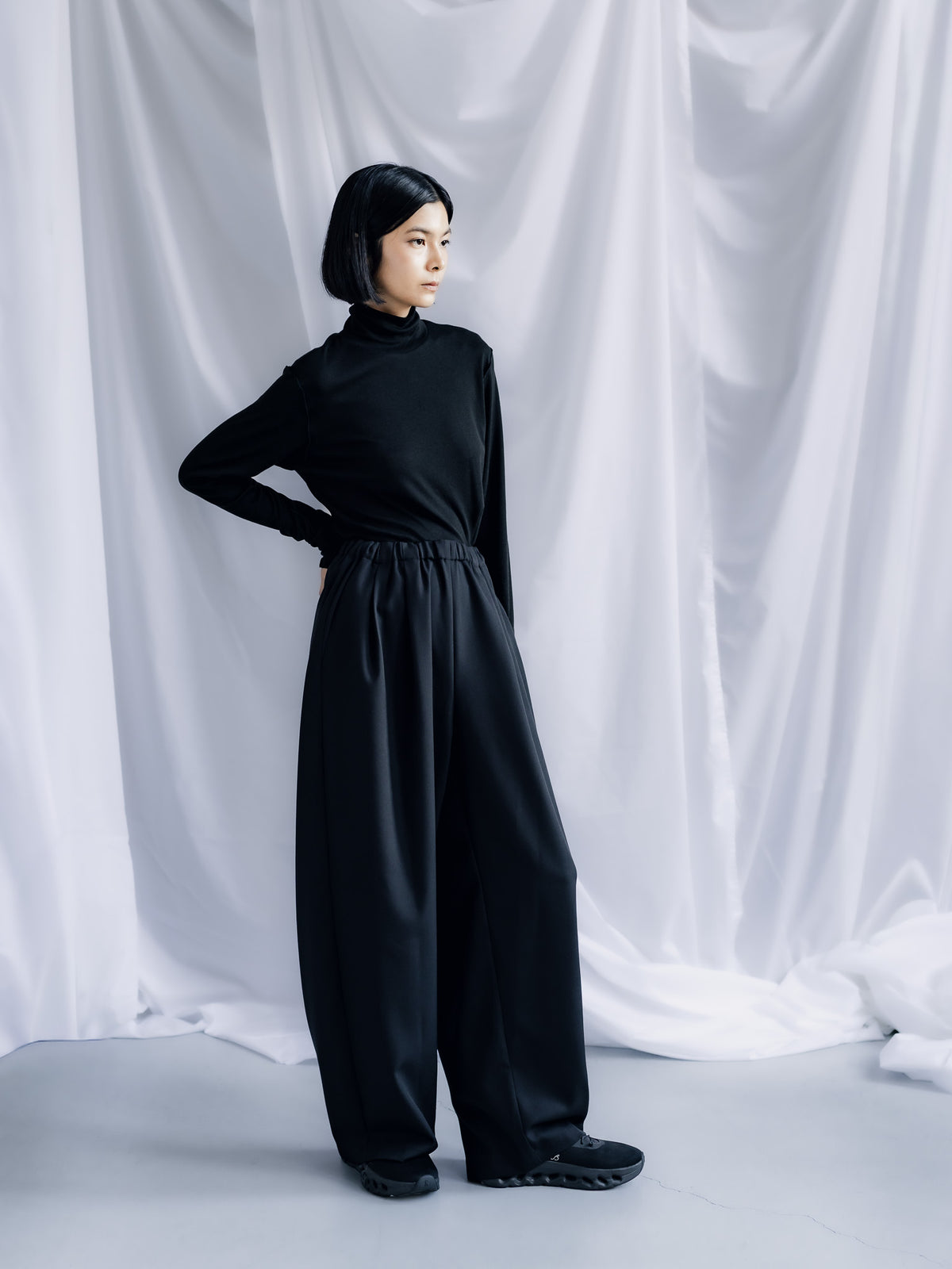 easy drawstring pants(black)
