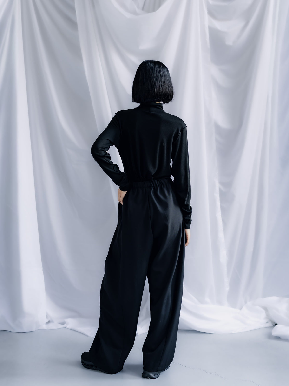 easy drawstring pants(black)