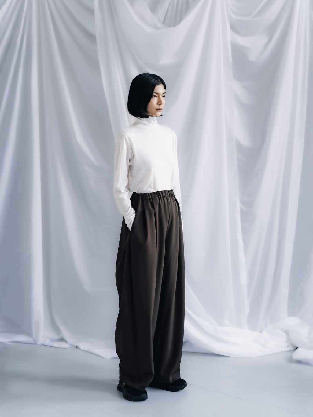 easy drawstring pants(d.brown)