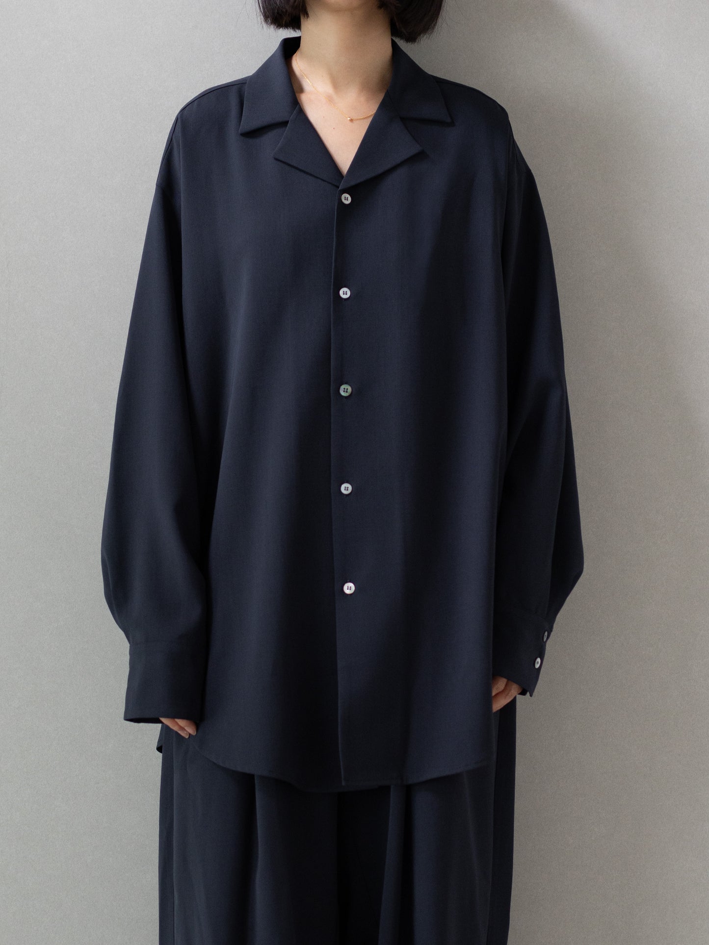 【pre order】open collar long sleeve shirt