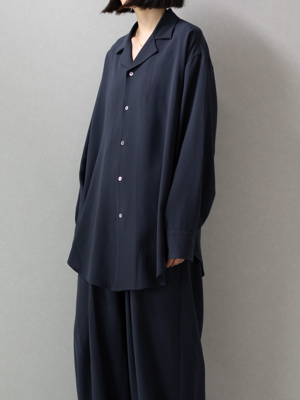 【pre order】open collar long sleeve shirt