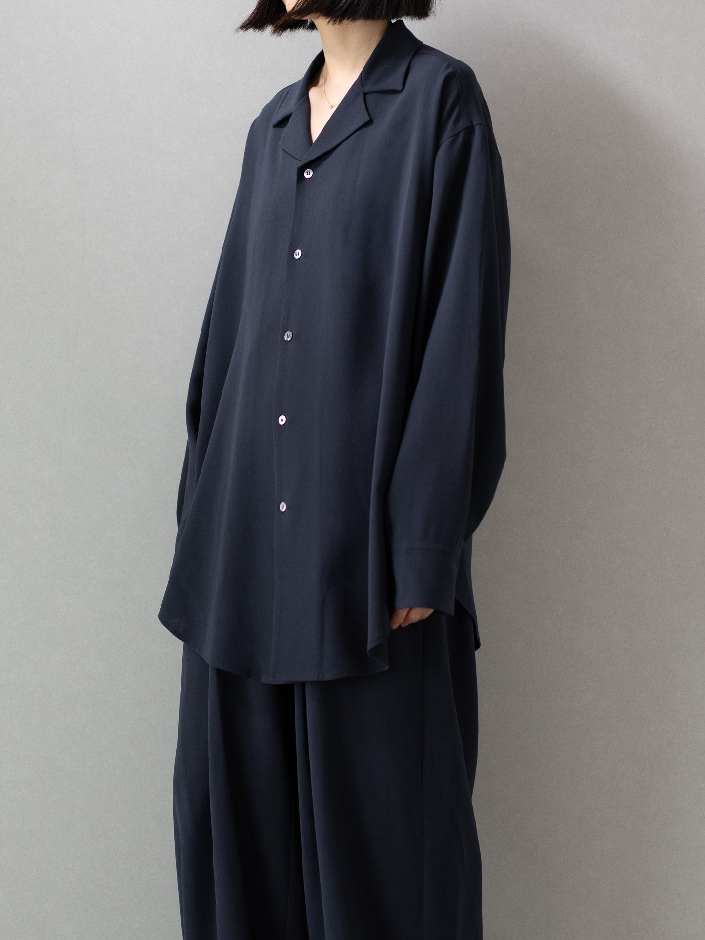 【pre order】open collar long sleeve shirt