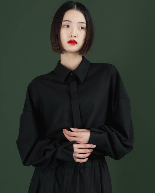 pre order / double brushed shirt (black)