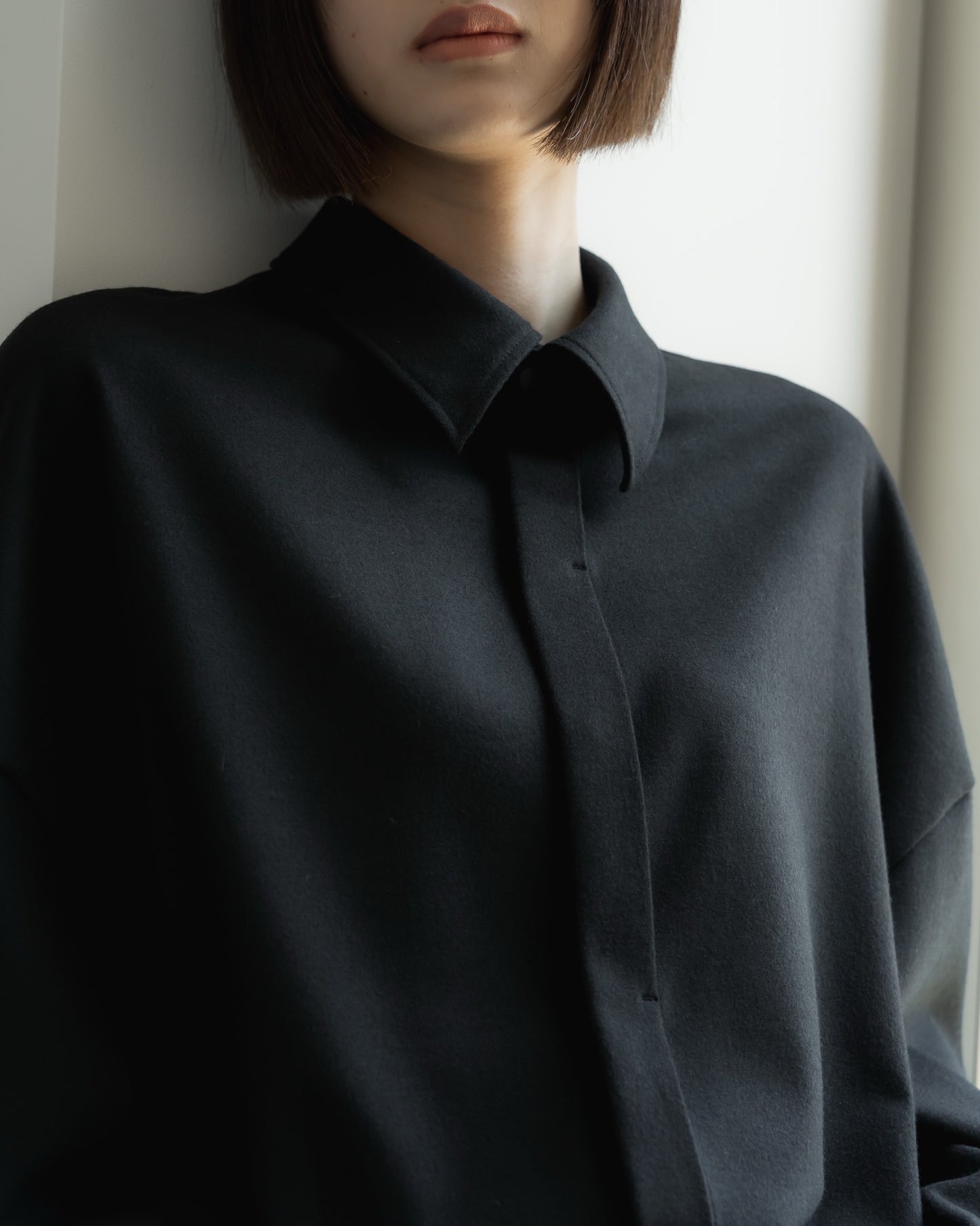 pre order / double brushed shirt (black)