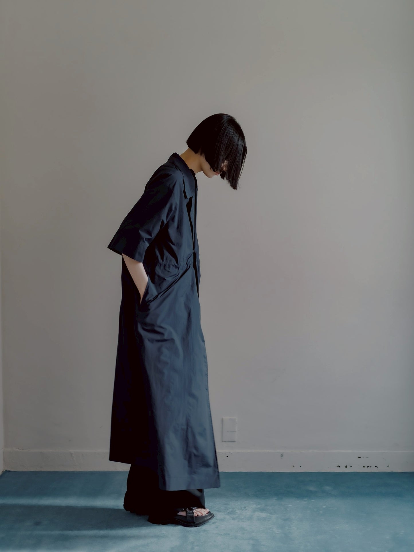 half sleeve coat (navy)
