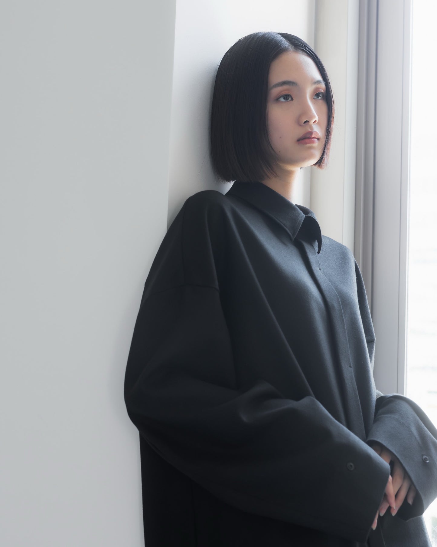 pre order / double brushed shirt (black)