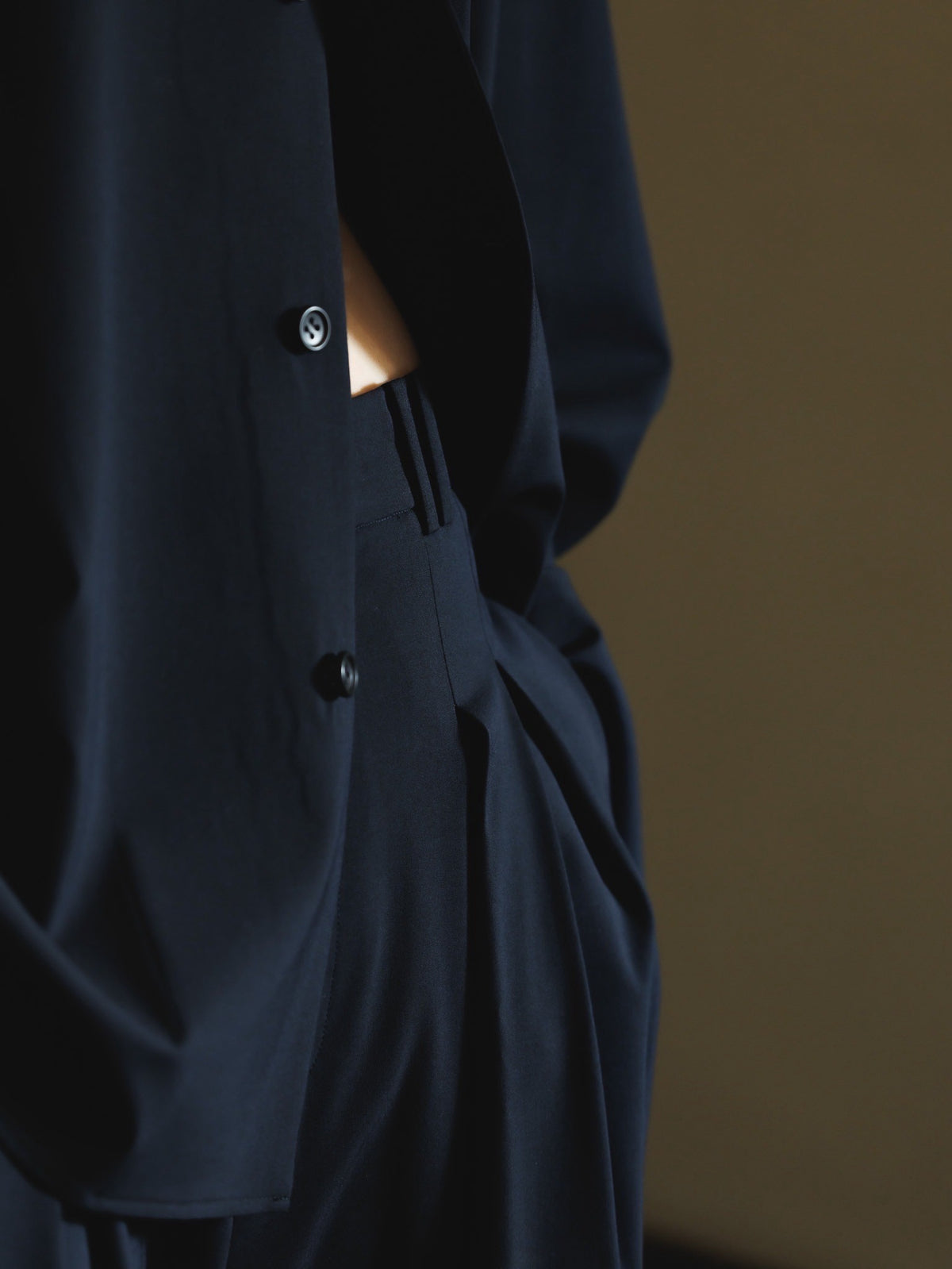 shawl collar shirt jacket (navy)