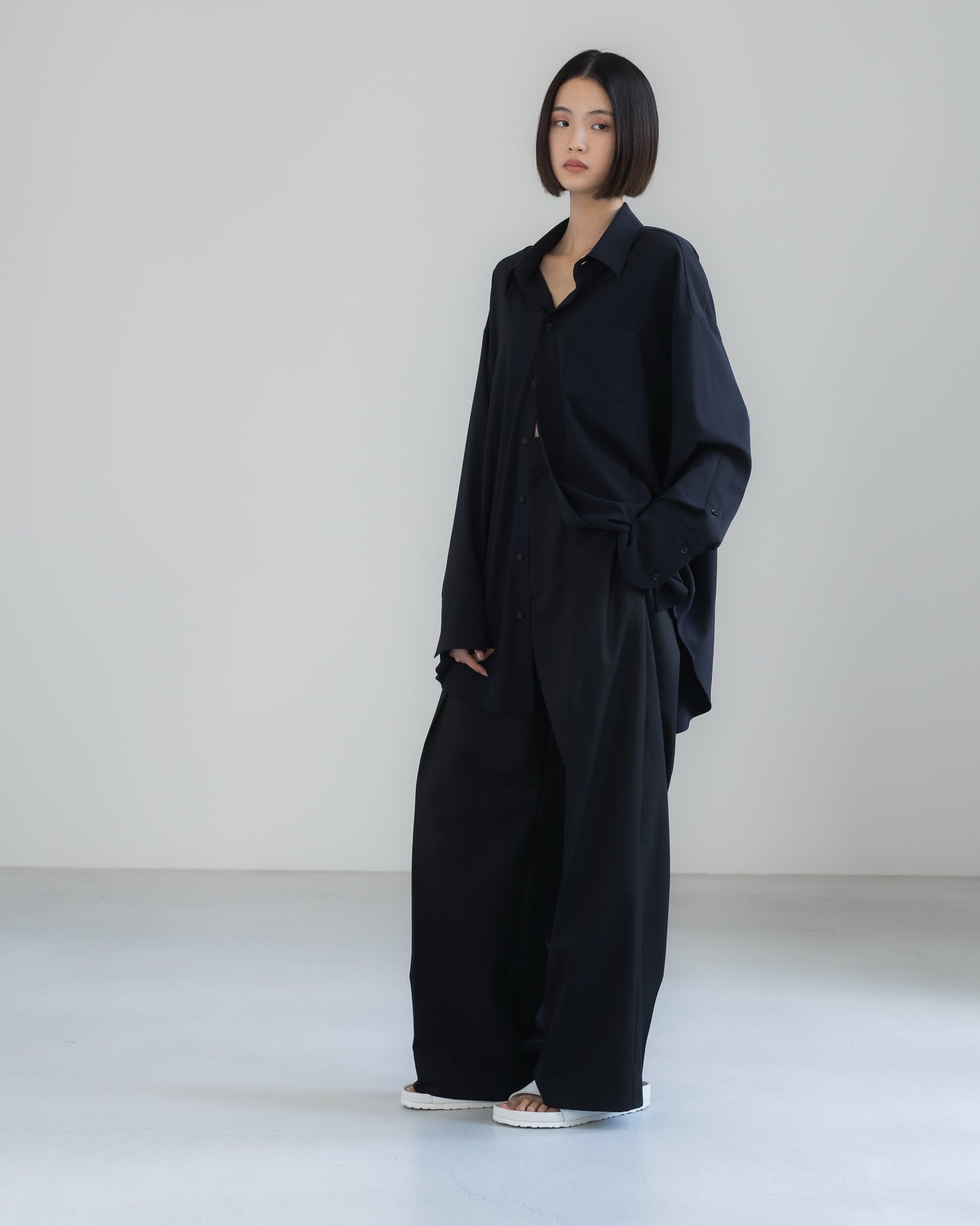pre order / double brushed shirt (black)