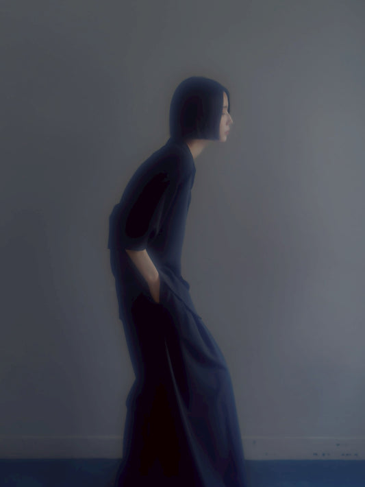 pre order / open collar shirts(navy)