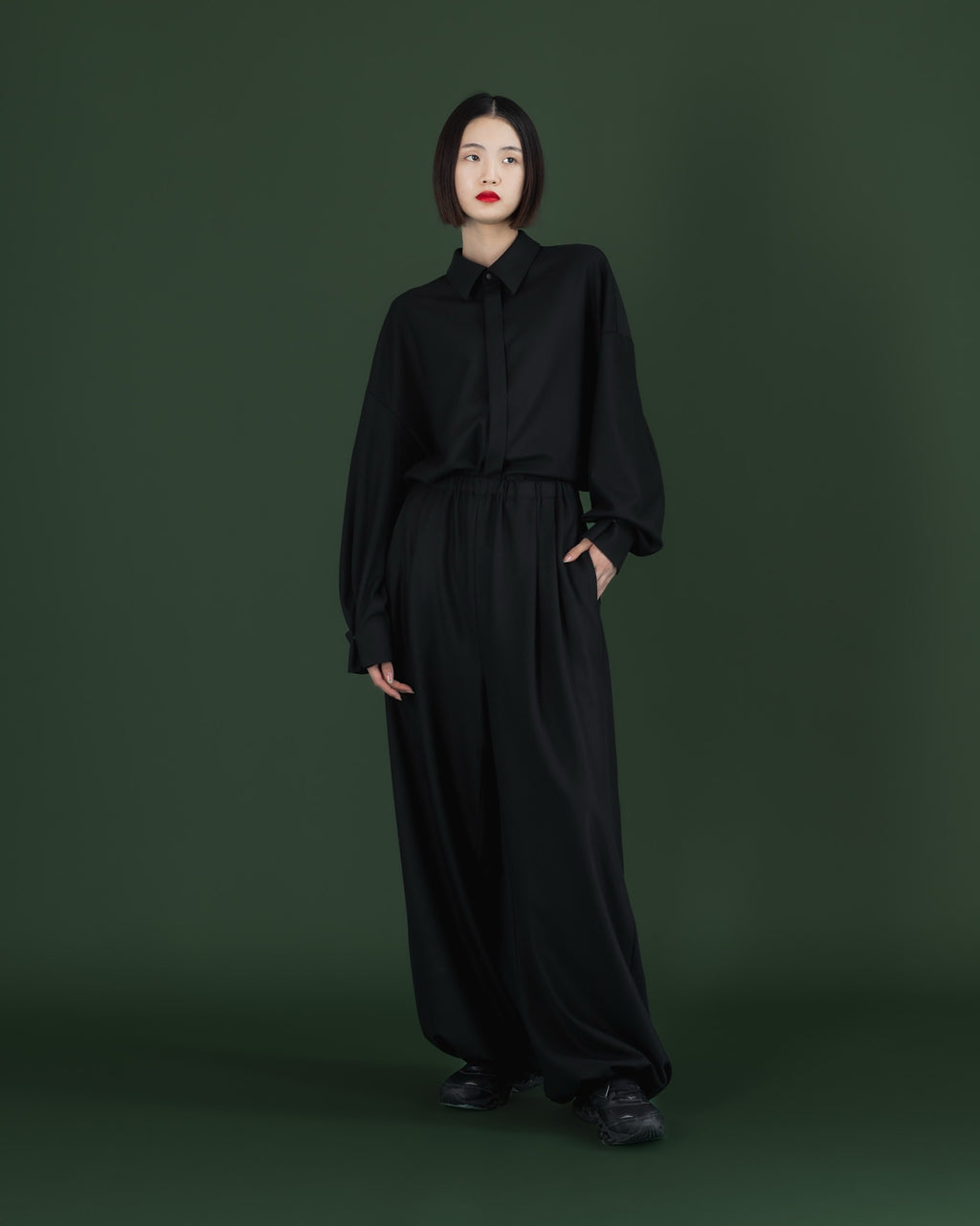double brushed pants (black)