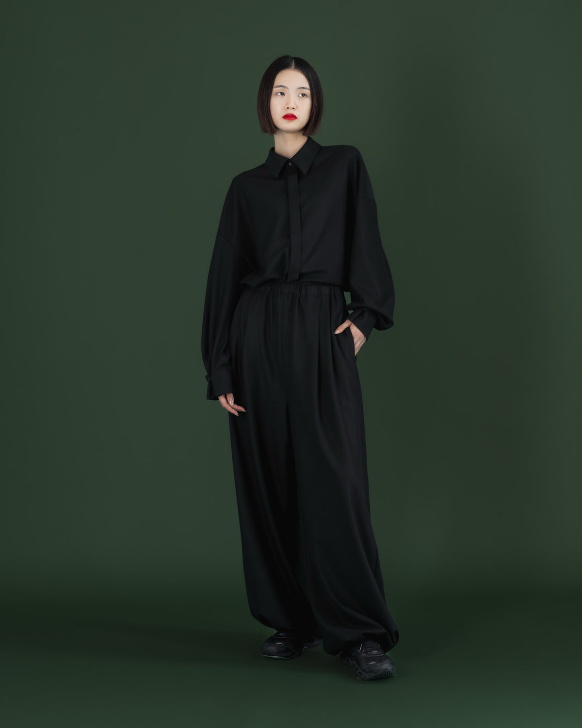 double brushed pants (black)