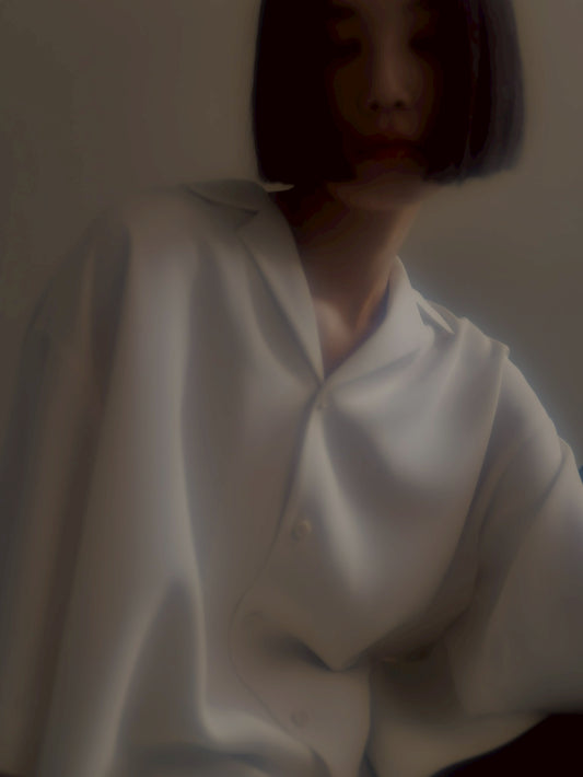 pre order / open collar shirts(white)