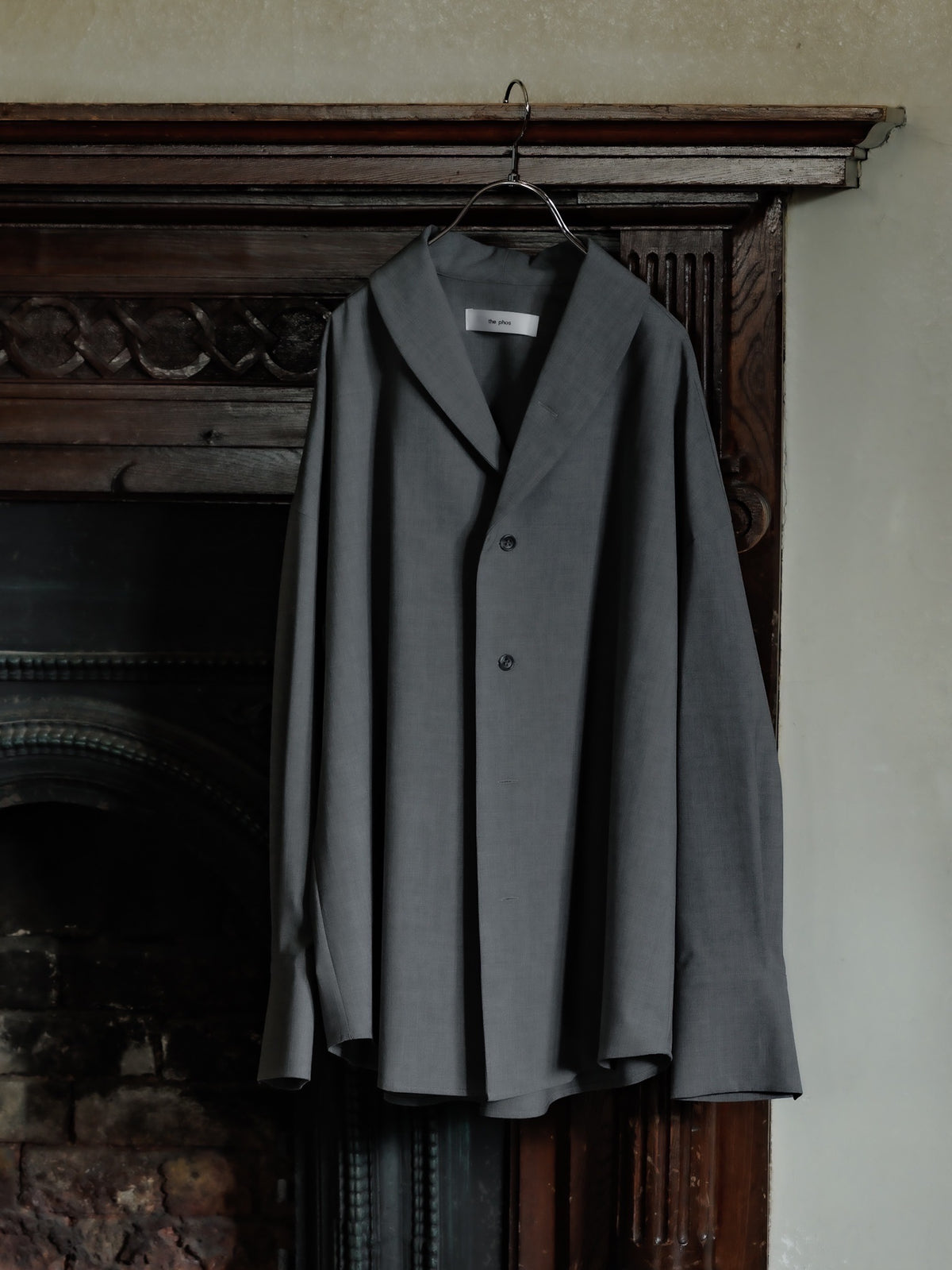 shawl collar shirt jacket (gray)