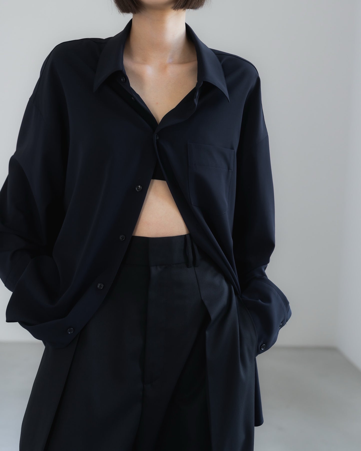 pre order / double brushed shirt (black)