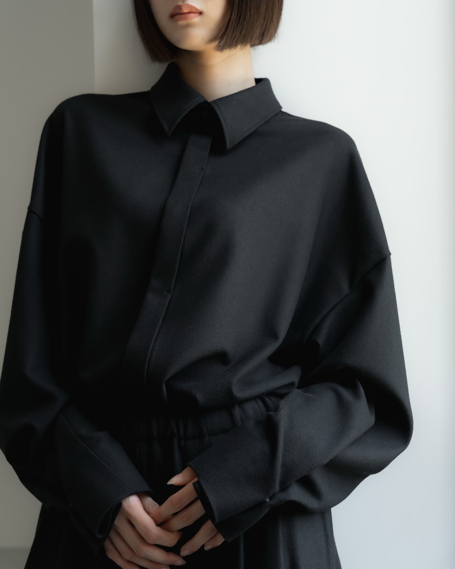 pre order / double brushed shirt (black)
