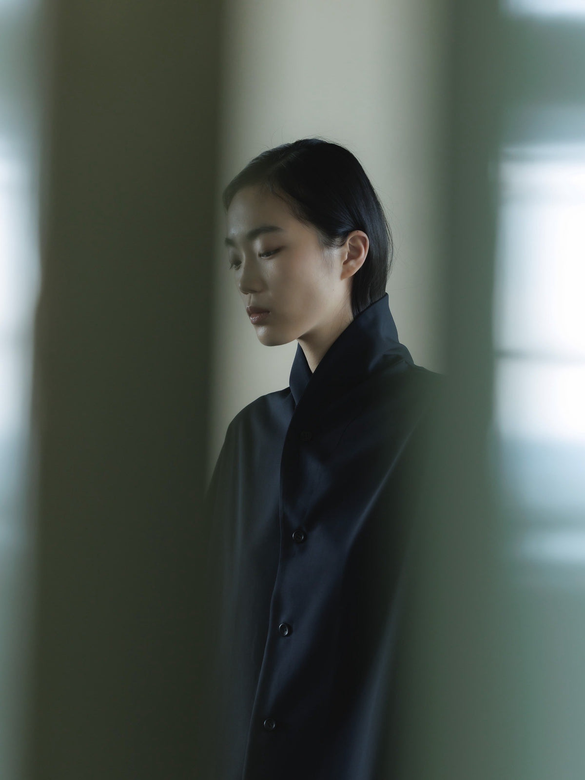 shawl collar shirt jacket (navy)