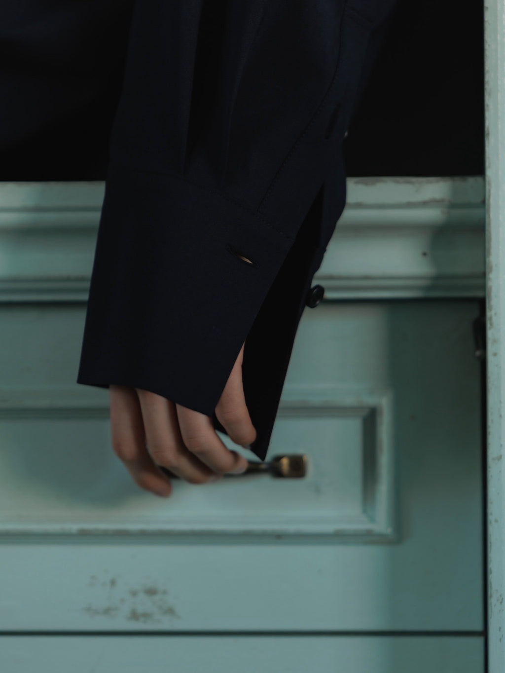 shawl collar shirt jacket (navy)