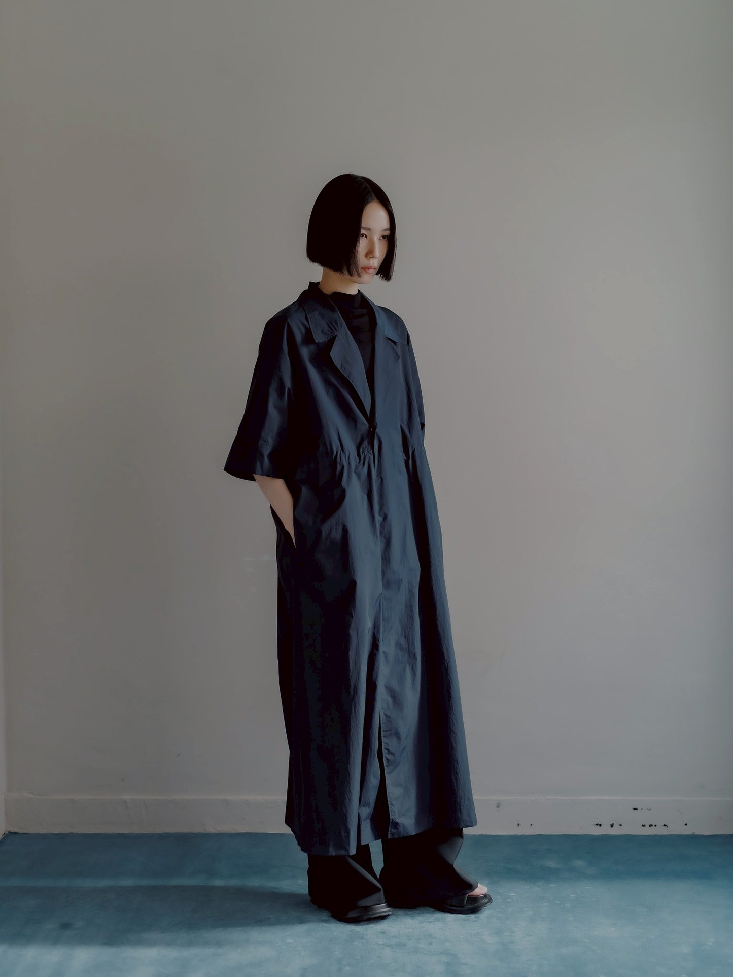 half sleeve coat (navy)