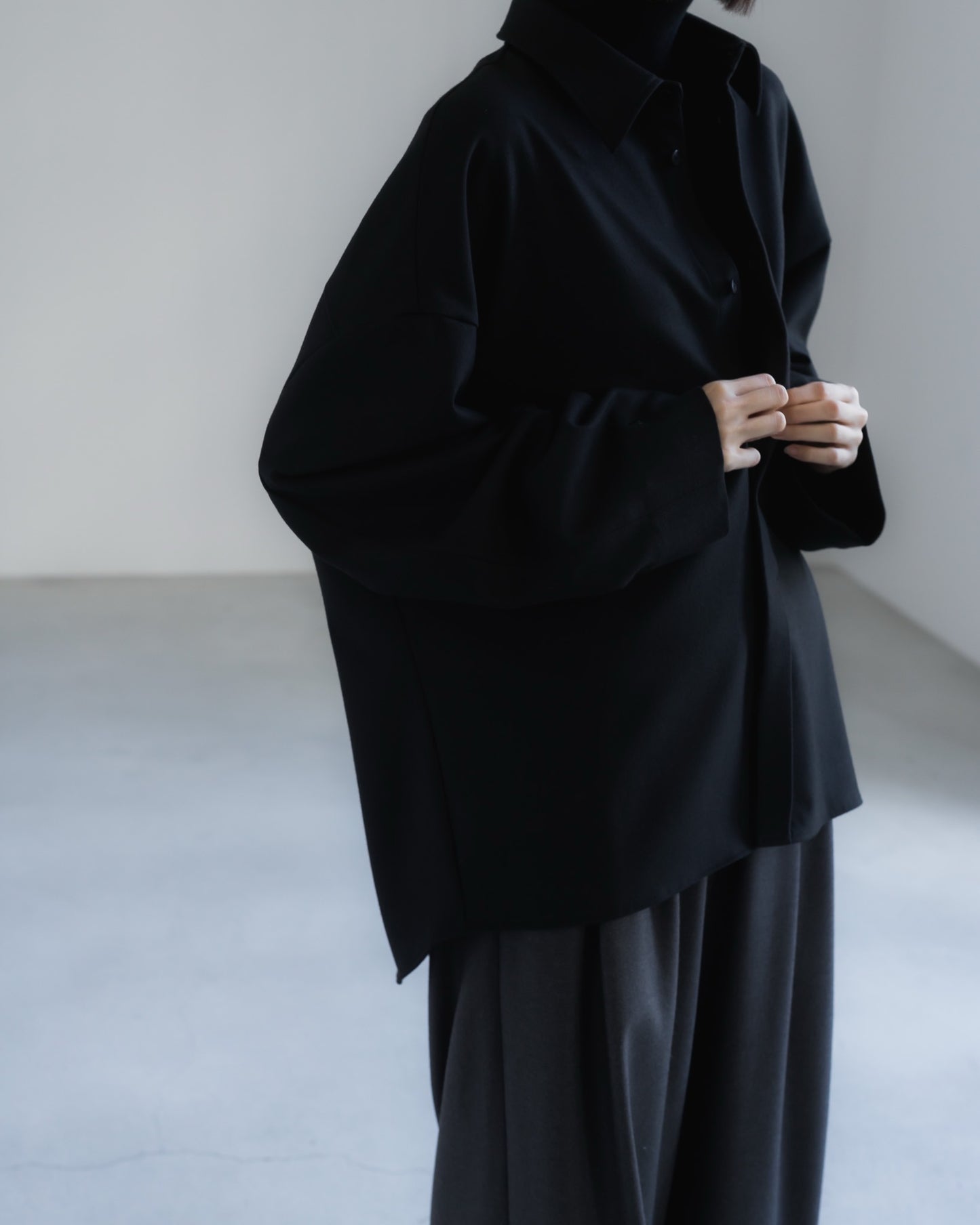 pre order / double brushed shirt (black)