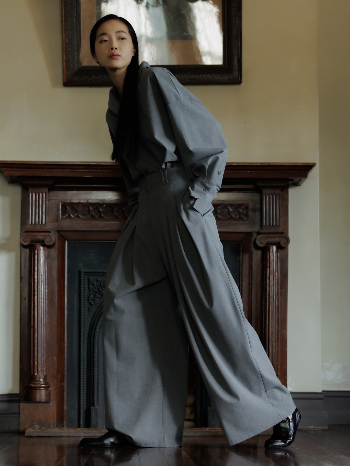 2tuck so wide pants (gray)