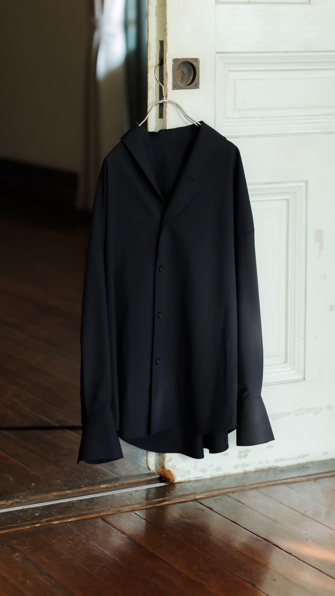 shawl collar shirt jacket (navy)