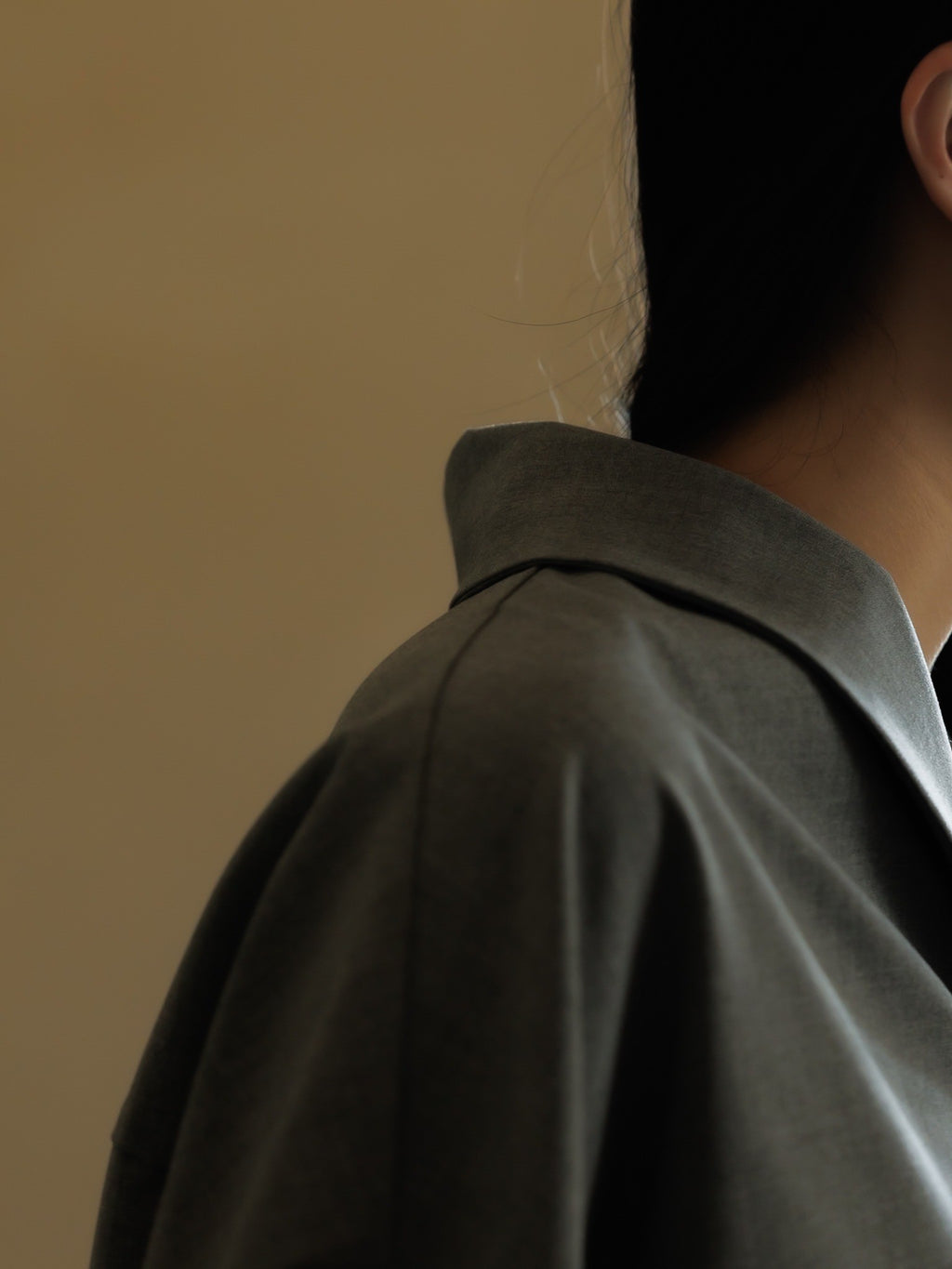 shawl collar shirt jacket (gray)