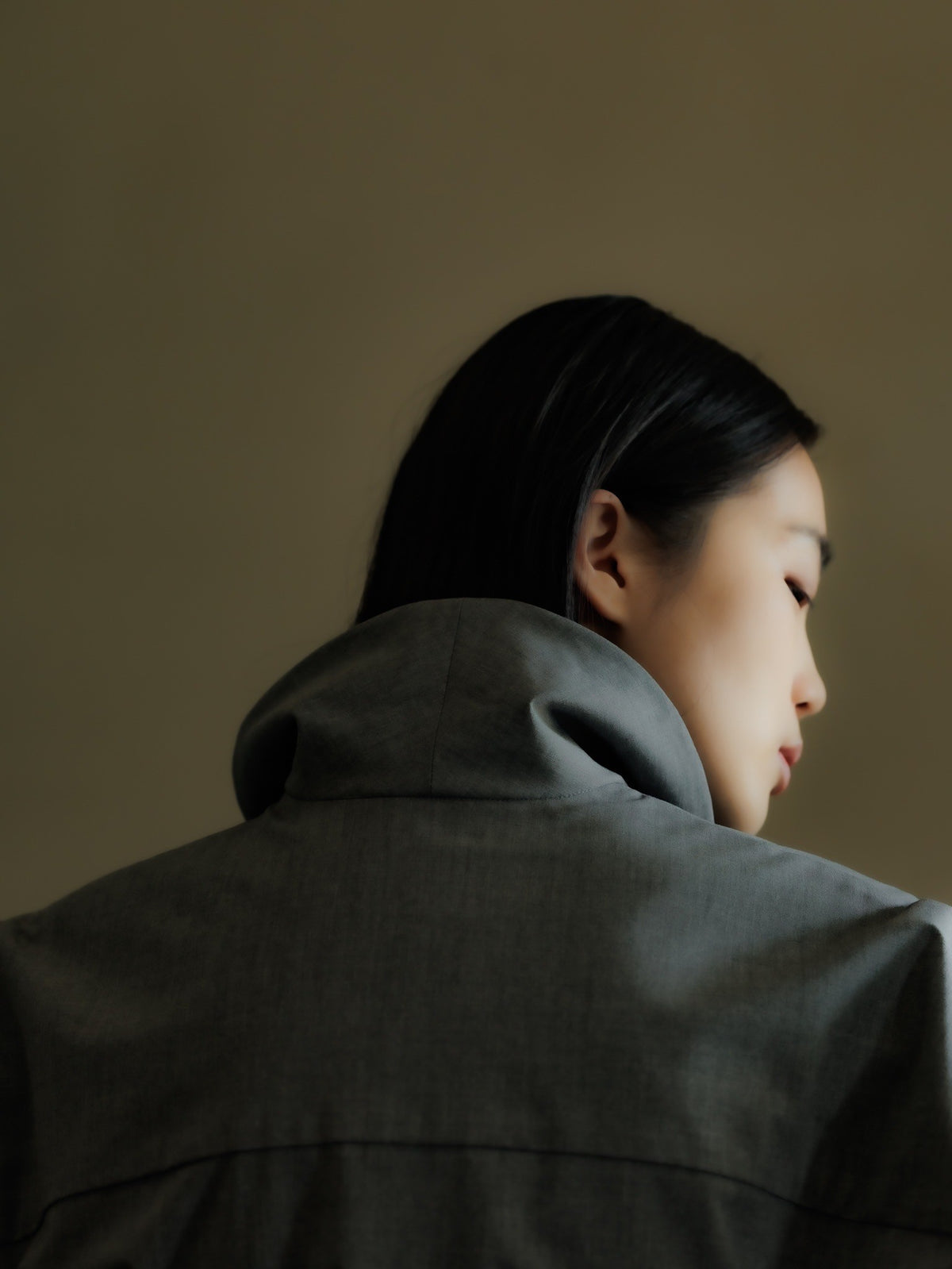 shawl collar shirt jacket (gray)